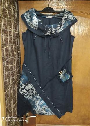 Salkim оригинальное платье в стиле бохо 💯 лён р.46-48 пог 52см