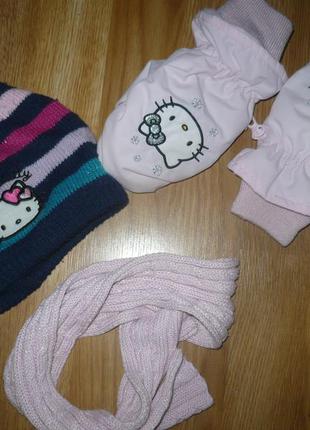 Набор шапка шарф рукавицы hello kitty 98-104р.