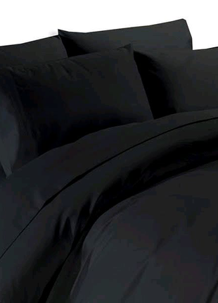 Чёрный семейный комплект постельного белья с 2 пододеяльниками