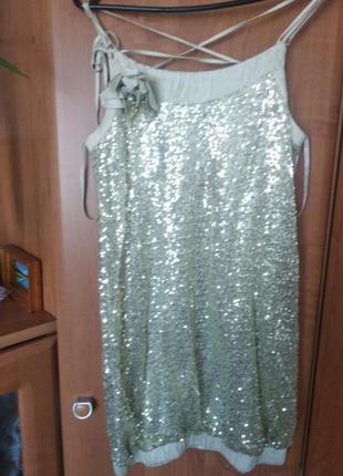 Шикарное платье паетки размер 46 zara h&m