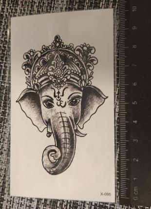Флеш тату переводная татуировка индийские мотивы слон