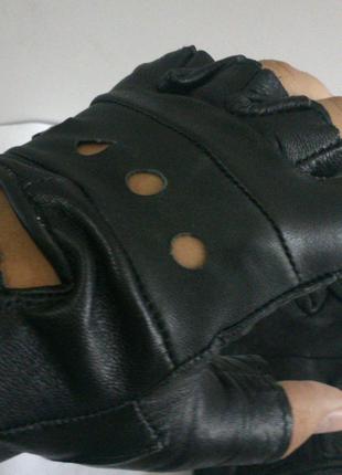 Мото перчатки кожаные без пальцев