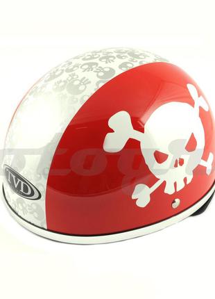 Шлем-каска TVD Skull красно белый глянец