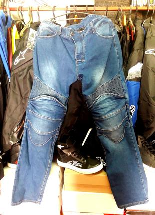 Мото джинсы с защитой текстиль светло - синие с защитой колен ...