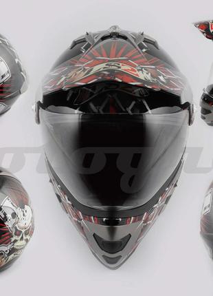 Шлем кроссовый с визором LS2 MX433 черно-красный