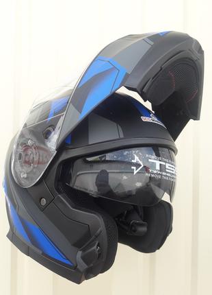 Шлем трансформер модуляр SCO чёрно синий матовый размер S и M