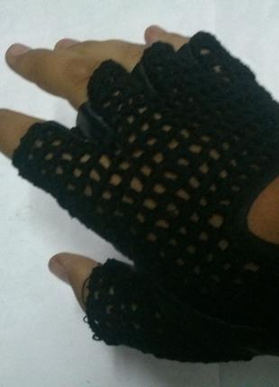 Мото перчатки без пальцев кожаные сверху сетка