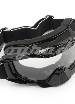 Лыжные очки маска (mod:MJ-1015, черные, прозрачное стекло)