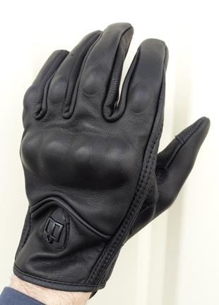 Мото перчатки icon черные кожаные