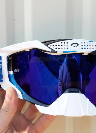Очки лыжные-сноубордические JiE Poli бело-синие стекло тёмное
