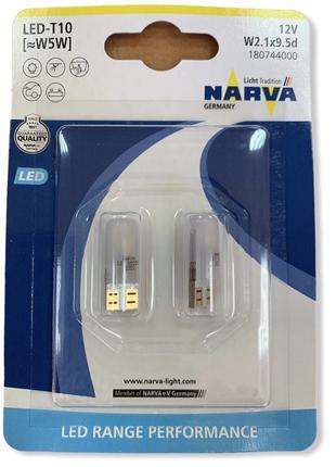 Лампа светодиодная Led Narva Т10 W5W 12В 0,05 Вт 6000К (компле...