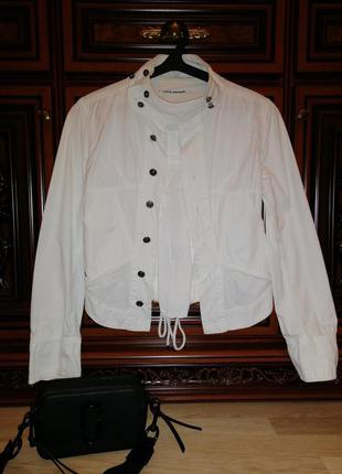 Куртка джинсовая белая стильная укороченная италия, пиджак