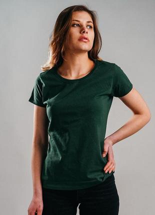 Базова темно-зелена жіноча футболка 100% бавовна (25 кольорів)