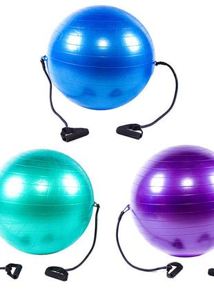 Мяч фитнес (Anti-burst) с эспандером, D65см, IronMaster, цвета в