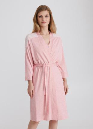 Жіночий домашній халат з мода на запах рожевого кольору ellen ...