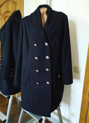 Шерстяное двубортное пальто в стиле balmain yessica