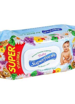 Салфетки влажные Superfresh с клапаном, 120 шт