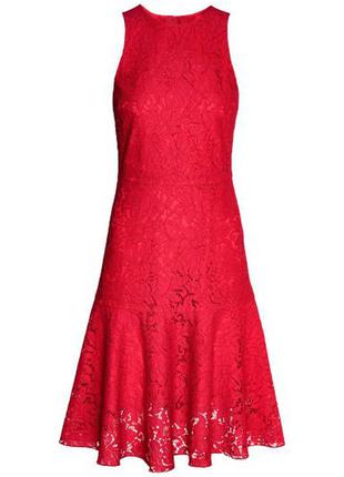 Платье из кружева красное женское h&m