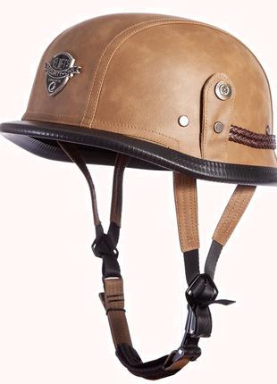 Шлем-каска немецкая кожа PU песочная размер L 59-60 cм