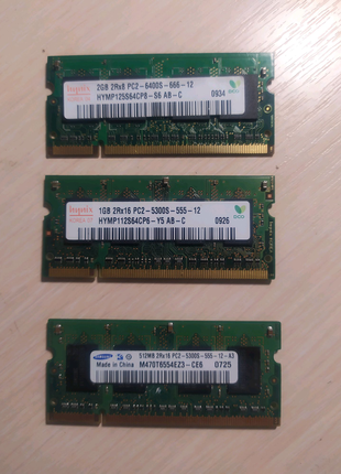 Оперативна пам'ять для ноутбука 2Gb, 1gb, 512mb DDR2 800MHz