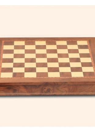 Доска для шахмат с местом для хранения фигур коричневая Nigri ...