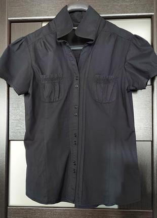 City life базовая натуральная чёрная рубашка блузка блуза топ