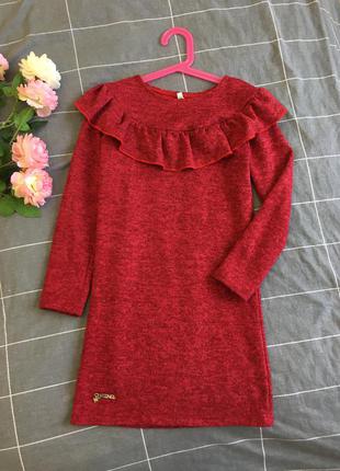 Тёплое красное платье туника