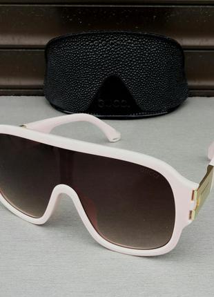 Gucci стильные женские солнцезащитные очки маска коричневый гр...