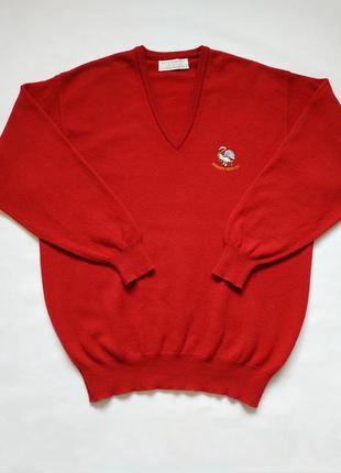Шерстяной пуловер свитер мужской яркий красный инисекс пуловер...