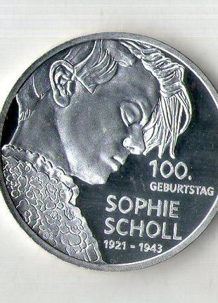 Германия 20 евро, 2021 100 лет со дня рождения Софи Шолль сере...