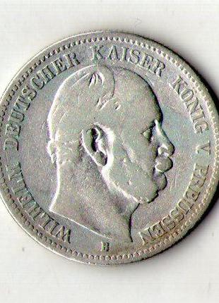 Германская империя Пруссия 2 марки 1876 год серебро №344
