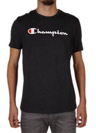 Актуальная футболка champion crewneck t'shirt серая с темным о...