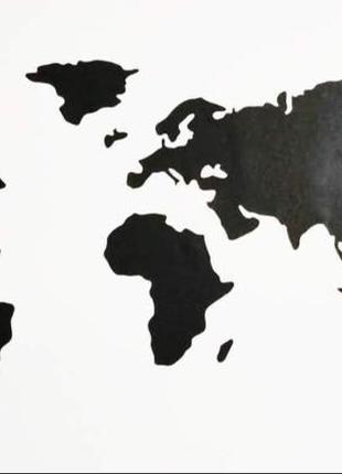 Карта світу чорна наклейка 1 метр на 55 див. стікер дошка крейда