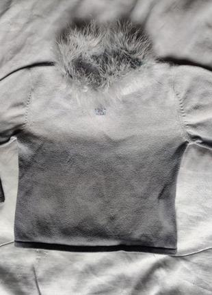 Стильный свитер, кофточка с пуховым воротником lili gaufrette