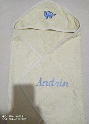 Светло-песочное полотенце конверт с капюшоном махровое натурал...