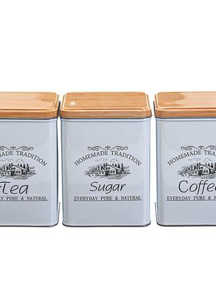Набор металлических банок для чая кофе и сахара. "Home traditi...