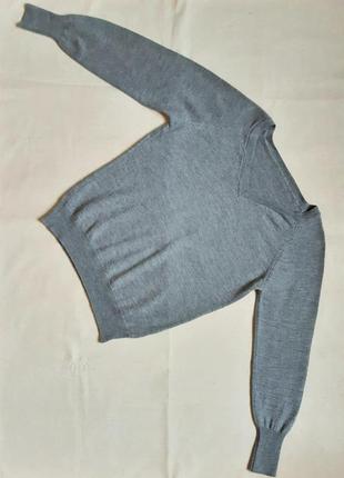 Серый теплый тонкий пуловер свитер шерсть c&a германия  размер м