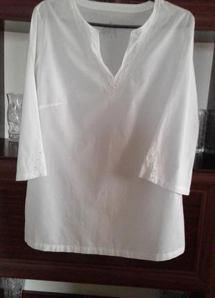 Блузка ,рубашка ,туничка белая хлопковая в этно стиле бохо тсм...