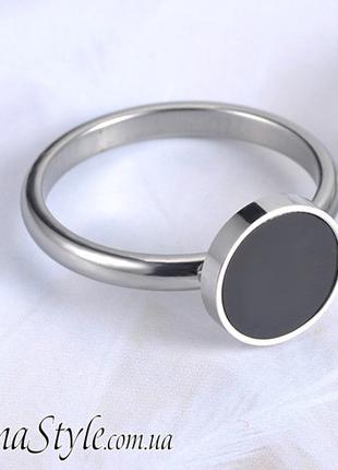 Кольцо женское серебро черная емаль