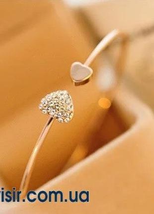 Шикарный женский браслет сердце с кристаллыми браслет-манжет с...