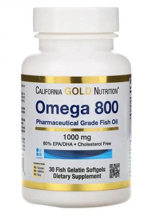 California Gold Nutrition, омега 800, рыбий жир 30 капсул