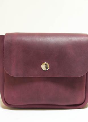 Женская кожаная сумка "Макарун мини", Винтажная кожа, цвет Бордо
