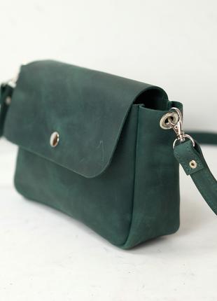 Женская кожаная сумка "Макарун XL", Винтажная кожа, цвет Зеленый