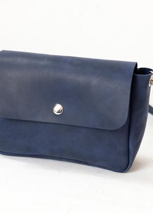 Женская кожаная сумка "Макарун XL", Винтажная кожа, цвет Синий