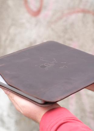 Чехол для MacBook, натуральная Винтажная кожа, цвет Шоколад
