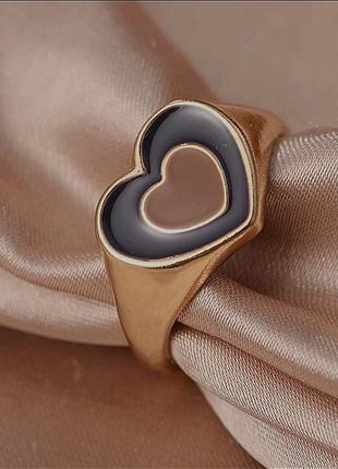 Стильное кольцо-печатка с сердечком, колечко, кольцо, печатка,...