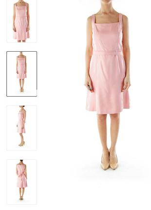 Шелковое нюдовое розовое платье под поясок ann taylor