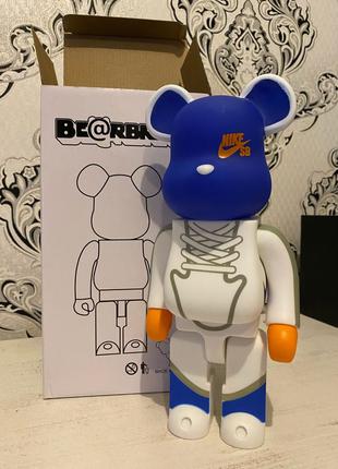 Игрушка Bearbrick Nike Building Block Bear 400% Blue/White