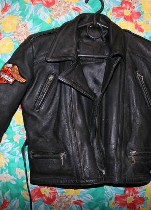 Детская кожаная куртка косуха Louis с нашивкой Motor Harley Da...