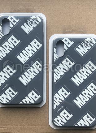 Чехол Marvel Logo для iPhone XS (серый/grey)